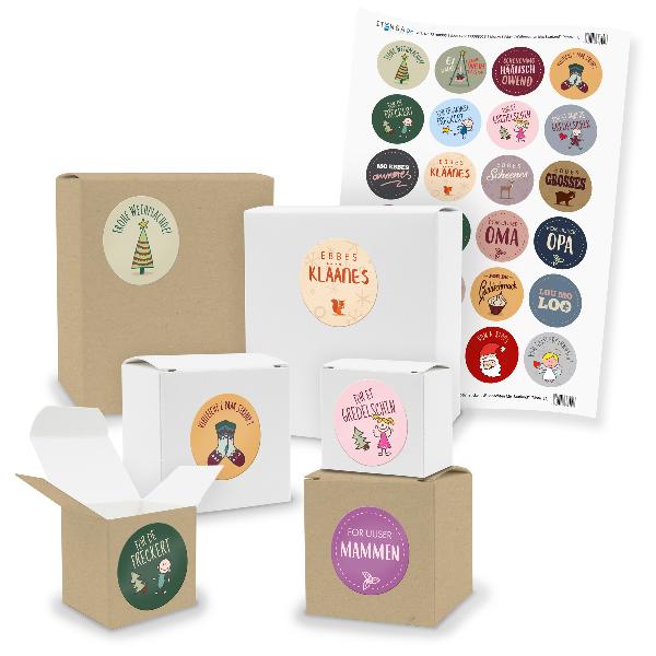 itenga SET 24x kleine Geschenkboxen mit Sticker Weihnach...