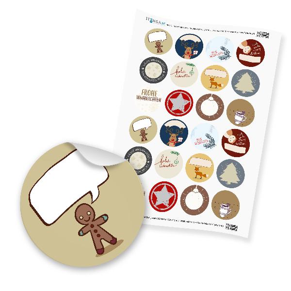 itenga 24 x beschreibbare Sticker �Weihnachten Geschenke...