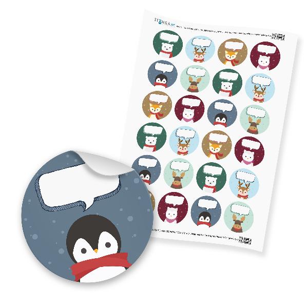 itenga 24 x beschreibbare Sticker �Weihnachten Tiere Spr...