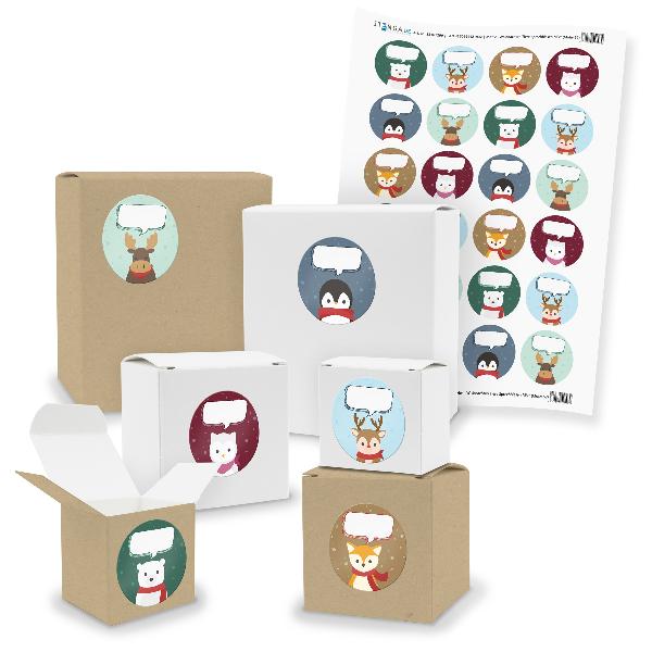 itenga SET 24x kleine Geschenkboxen mit Sticker beschrei...