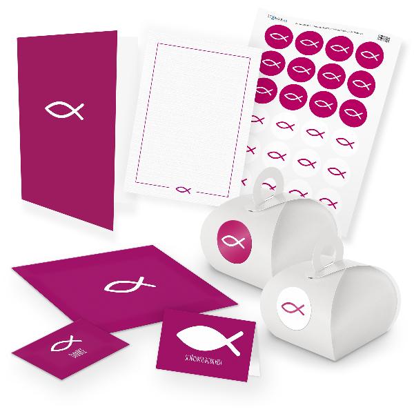 itenga Komplettset FISCH (pink) Karten Gastgeschenkboxen...