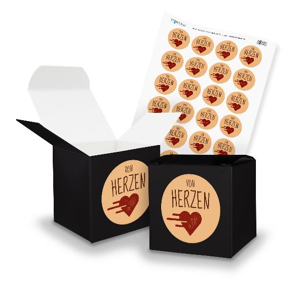 itenga SET von HERZEN (Motiv 14) 24x W�rfel 6,5cm schwar...