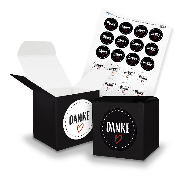 itenga SET DANKE (Motiv 22) 24x W�rfel 6,5cm schwarz + S...