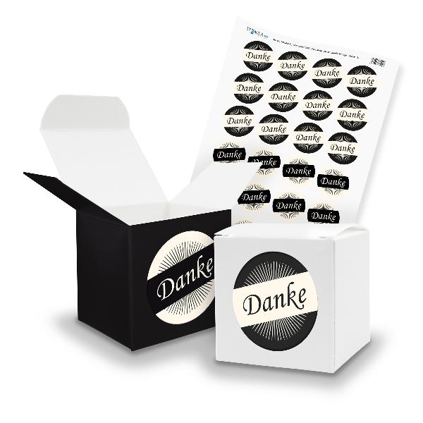 itenga SET DANKE (Motiv 36) 24x W�rfel 6,5cm schwarz wei...