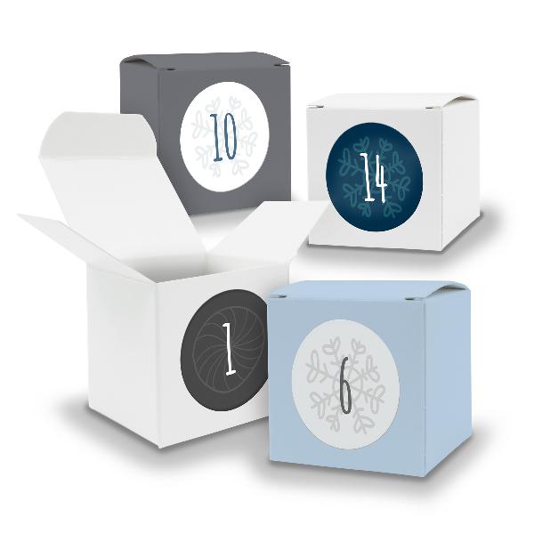 Adventskalender zum F�llen 24x W�rfel 5cm GRAU WEI� EISB...