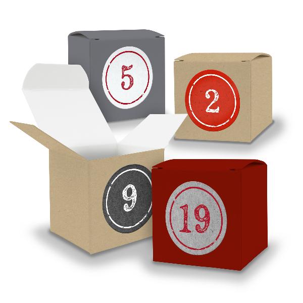 Adventskalender zum F�llen 24x W�rfel 5cm GRAU BRAUN DUN...