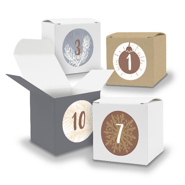 Adventskalender zum F�llen 24x W�rfel 5cm GRAU + BRAUN +...