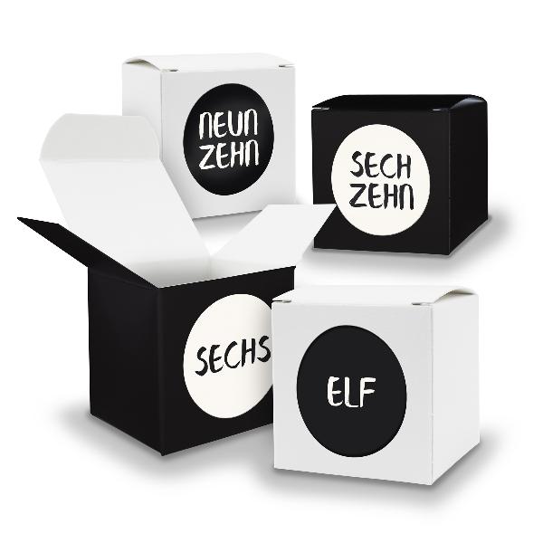 Adventskalender zum F�llen 24x W�rfel 5cm SCHWARZ + WEI�...
