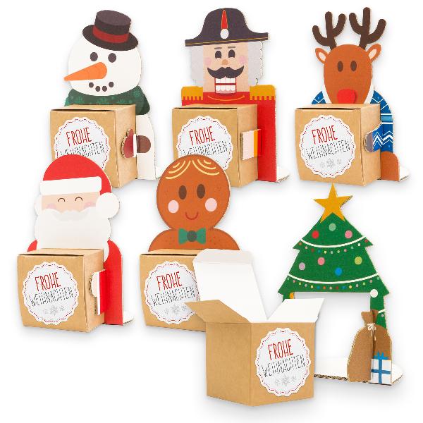 itenga Weihnachtsbande 6x Figuren zum Aufstellen + 6x Ka...