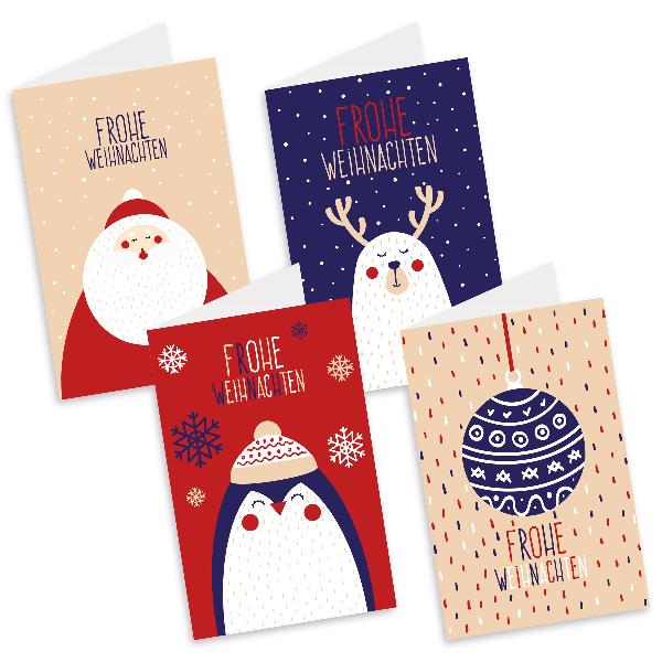 itenga Weihnachtskarten "Figuren" 8x Klappkarte DIN A6 +...