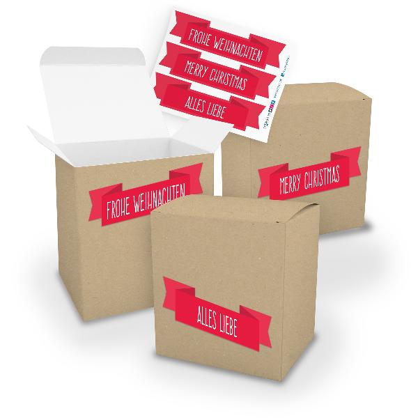 itenga Geschenkverpackung Set 3x XL Würfel BRAUN+ Sticke...