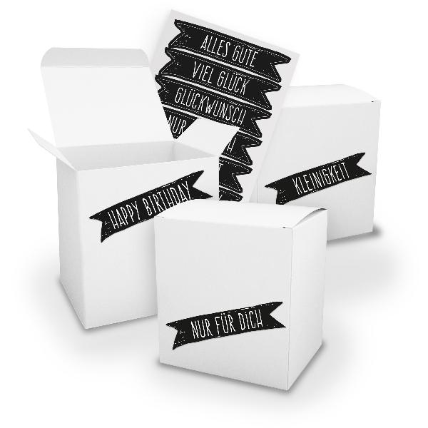 itenga Geschenkverpackung Set 3x XL W�rfel wei� + Sticke...
