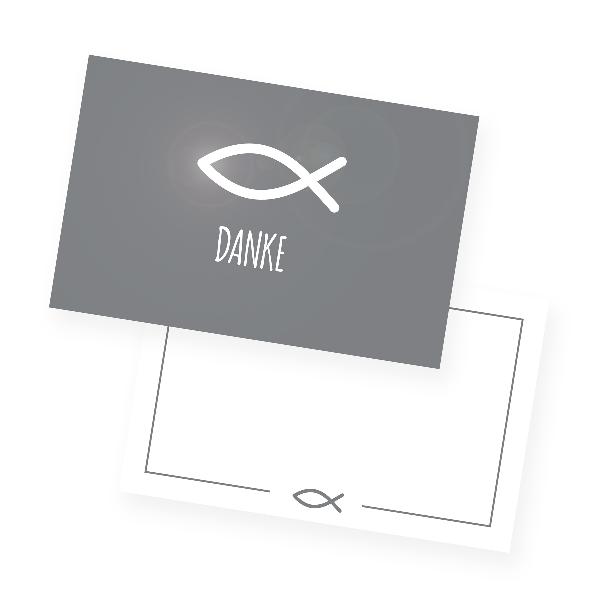 itenga 24x Dankeskarten grau Kommunion Taufe Konfirmatio...