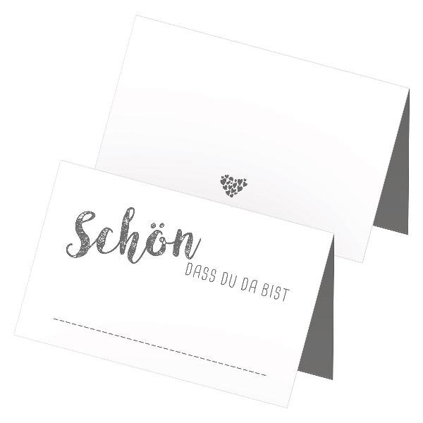 itenga 24 x Tischkarten "Sch�n dass du da bist" taubengr...