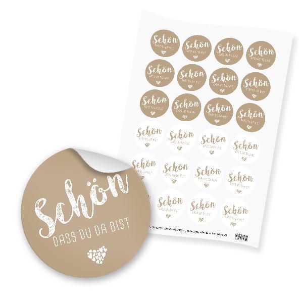 itenga 24x Sticker "Sch�n dass du da bist" latte macchia...