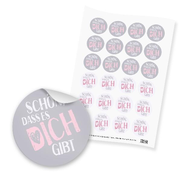 itenga 24x Sticker "Sch�n dass es dich gibt" (Motiv 109)...