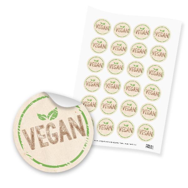 itenga 24x Sticker Vegan (Motiv 112) braun grn Papierst...