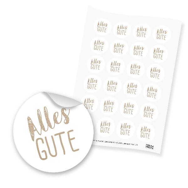 itenga 24x Sticker Aufkleber Alles Gute (Motiv 123) brau...