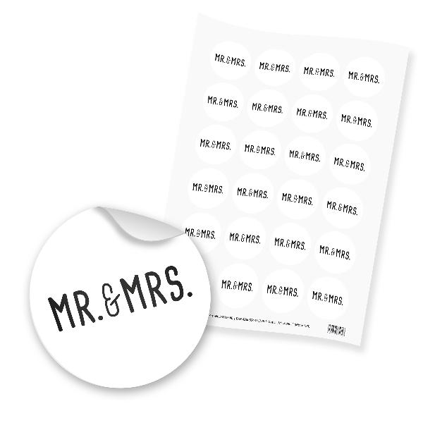 itenga 24x Sticker Aufkleber Mr. & Mrs. (Motiv125) für H...