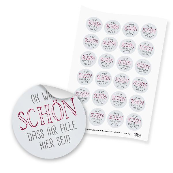 itenga 24x Sticker "Oh wie sch�n dass ihr alle hier seid...