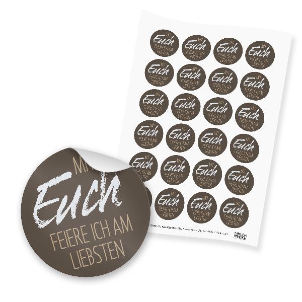 itenga 24x Sticker "Mit euch feiere ich am liebsten" (Mo...