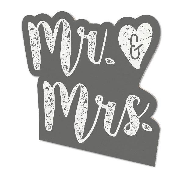 itenga Schild "Mr. & Mrs." grau Hochzeit 22,0 x 20,0 cm