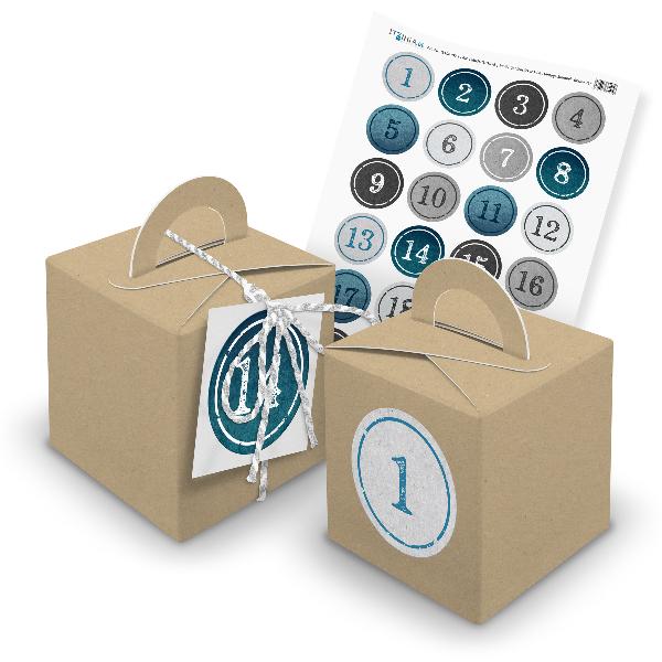 itenga SET Adventskalender W�rfelboxen braun + Garn + An...