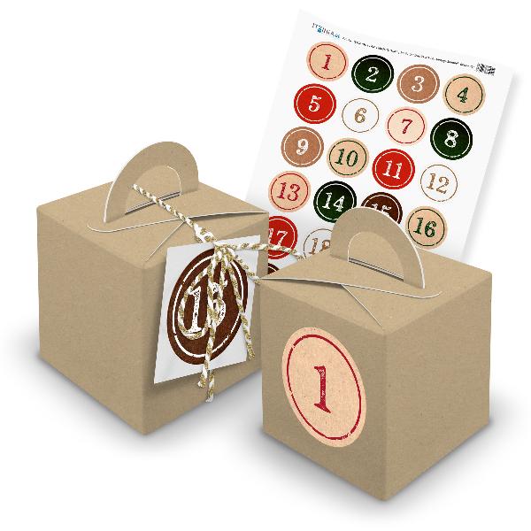 itenga SET Adventskalender W�rfelboxen braun + Garn + An...