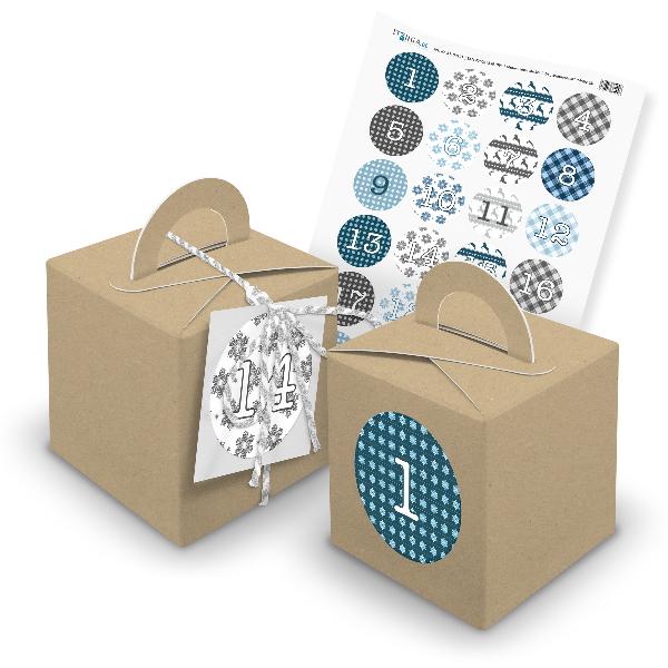 itenga SET Adventskalender W�rfelboxen braun + Garn + An...