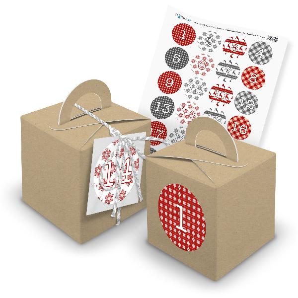 itenga SET Adventskalender W�rfelboxen braun + Garn + An...
