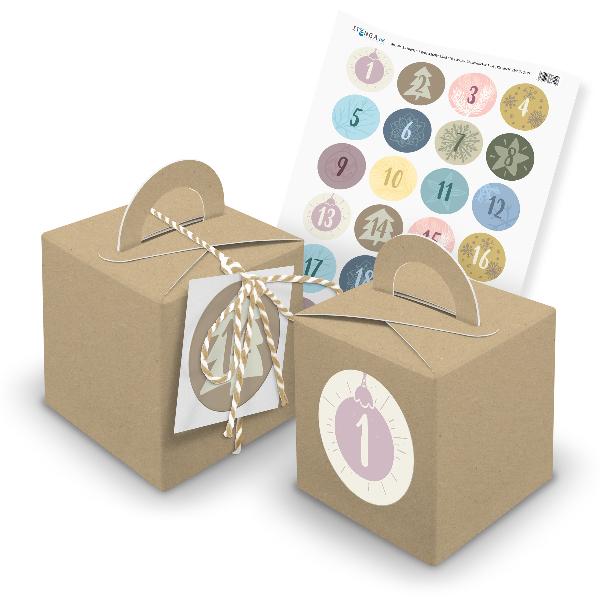 itenga SET Adventskalender W�rfelboxen braun + Garn + An...