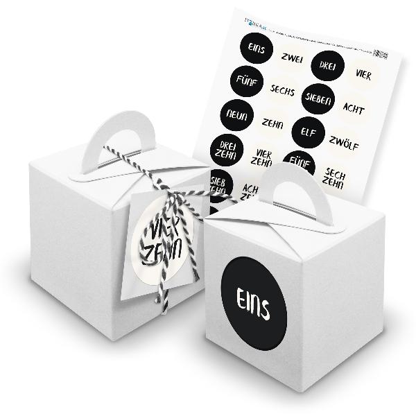 itenga SET Adventskalender W�rfelboxen wei� + Garn + Anh...
