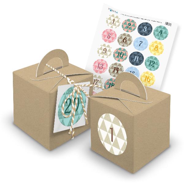 itenga SET Adventskalender W�rfelboxen braun + Garn + An...