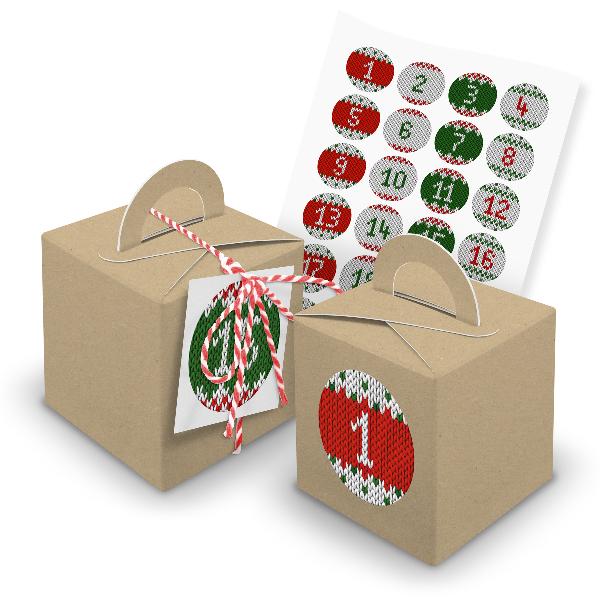 itenga SET Adventskalender W�rfelboxen braun + Garn + An...
