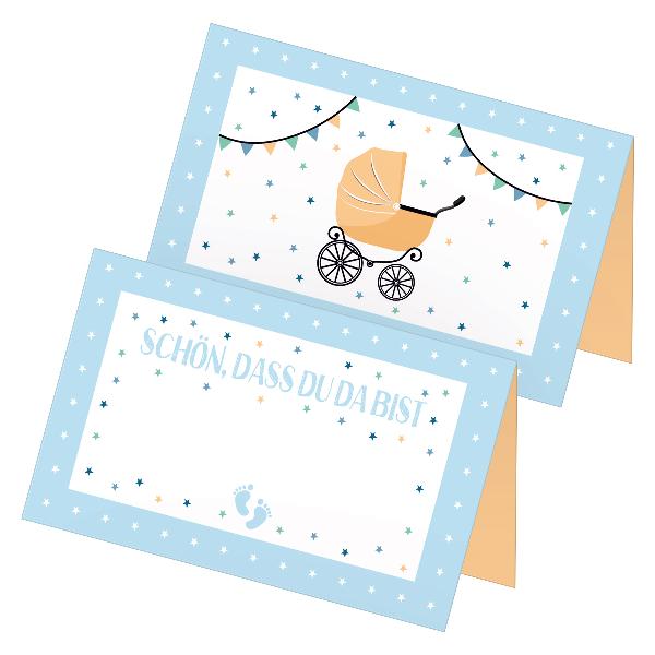 itenga 24x Tischkarten "Kinderwagen Vintage / Sch�n dass...