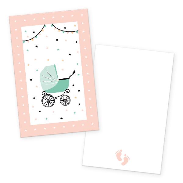 itenga 24x K�rtchen "Kinderwagen Vintage" rosa mint in V...