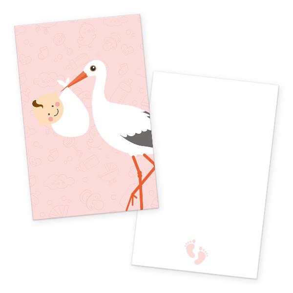 itenga 24x K�rtchen "Storch mit Baby" rosa pastell in Vi...