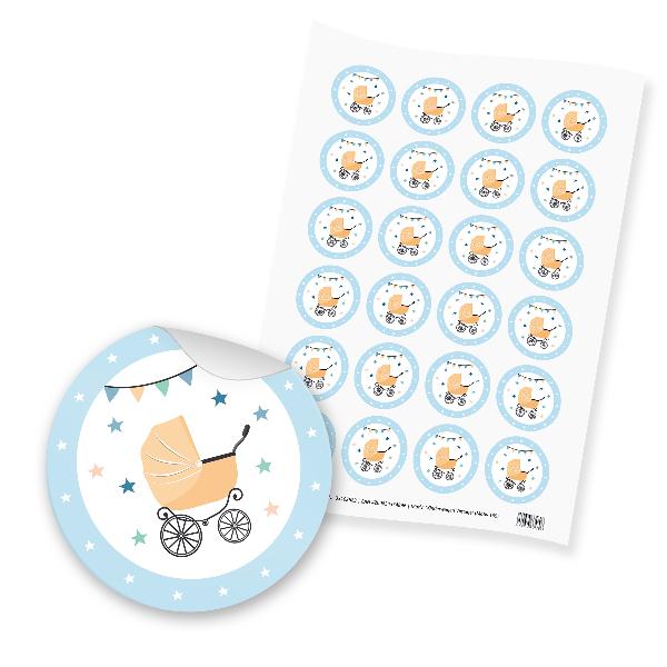 itenga 24x Sticker "Kinderwagen Vintage" (Motiv 135) hel...