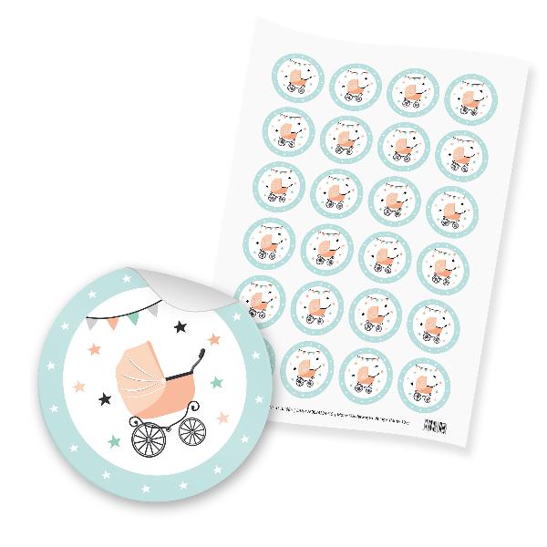 itenga 24x Sticker "Kinderwagen Vintage" (Motiv 137) min...