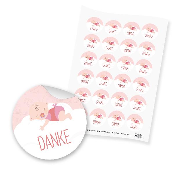itenga 24x Sticker "Danke / Baby auf Wolke" (Motiv 144) ...