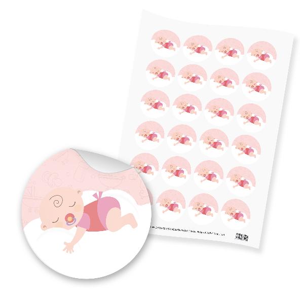 itenga 24x Sticker Baby auf Wolke (Motiv 145) rosa pas...