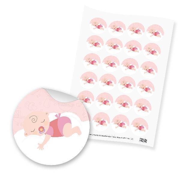 itenga 24x Sticker "Baby auf Wolke" (Motiv 145) rosa pas...