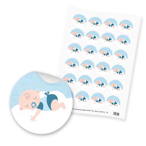 itenga 24x Sticker Baby auf Wolke (Motiv 147) hellblau...