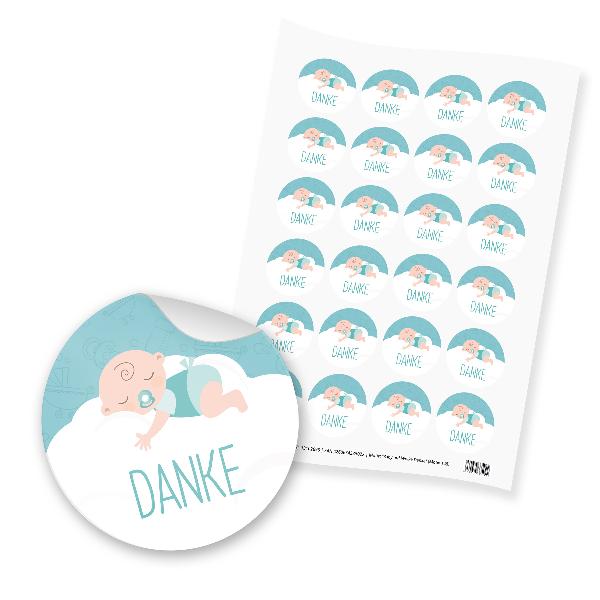 itenga 24x Sticker "Danke / Baby auf Wolke" (Motiv 148) ...