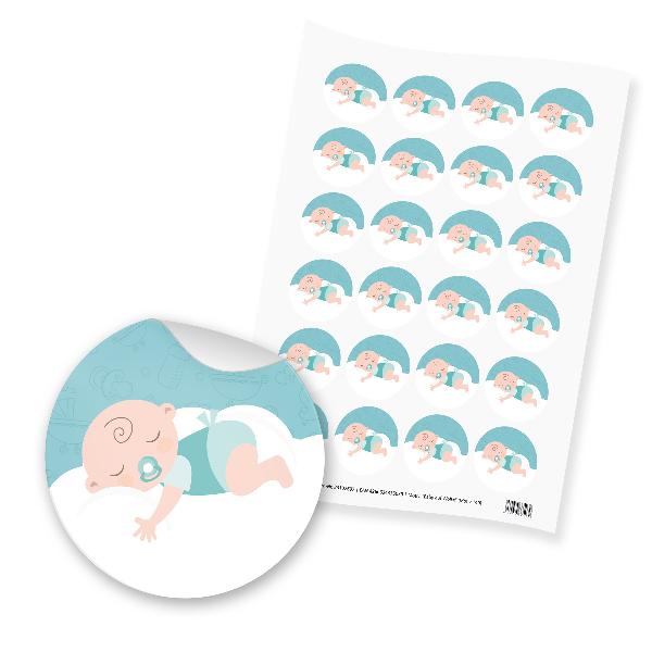 itenga 24x Sticker Baby auf Wolke (Motiv 149) mintgrn...