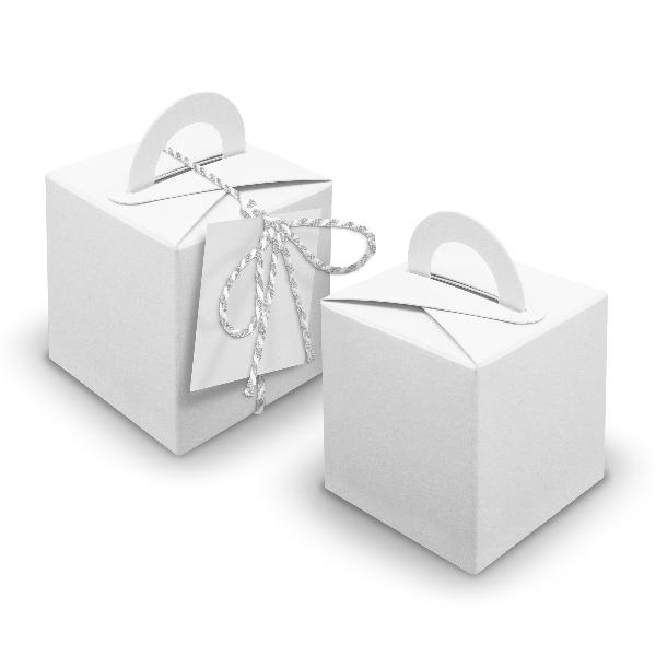 V26 24x W�rfelbox mit Griff wei� + Garn silber metallic ...