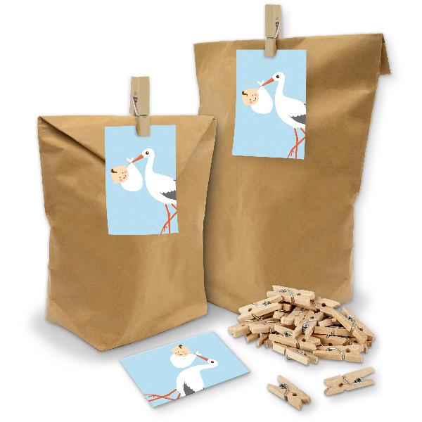 itenga SET Geschenkt�ten "Storch mit Baby" blau 24x T�te...