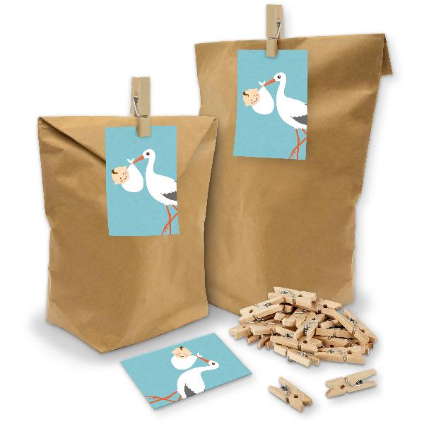 itenga SET Geschenkt�ten "Storch mit Baby" mint 24x T�te...