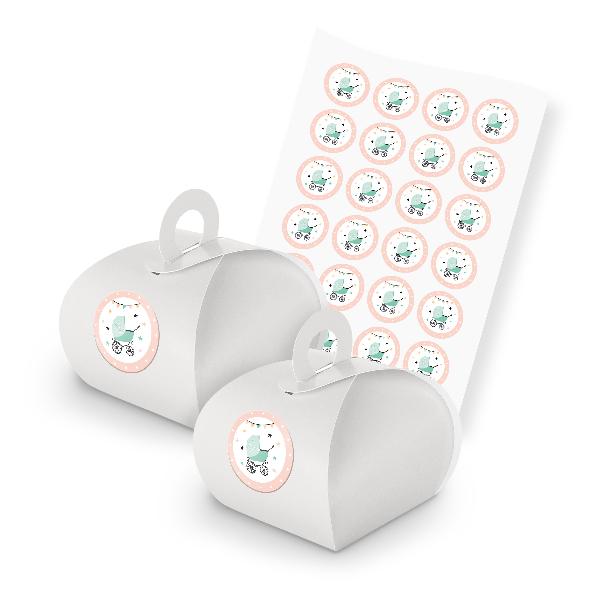 itenga SET 24x Geschenkschachtel mit Griff wei� + Sticke...