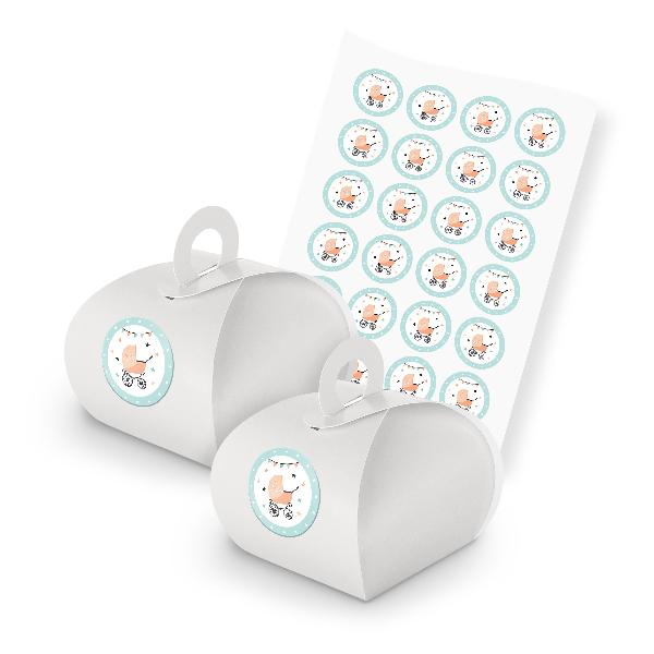 itenga SET 24x Geschenkschachtel mit Griff wei� + Sticke...